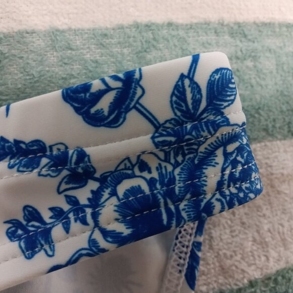 NWOT GREAT ASIA SWIM BRIEF, BLUE FLOWERS ON WHITE, ASIAN SIZE "L" - Picture 4 of 6